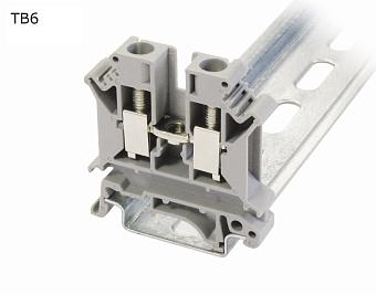 Клемма винтовая проходная 2 контакта 6 мм2, серая