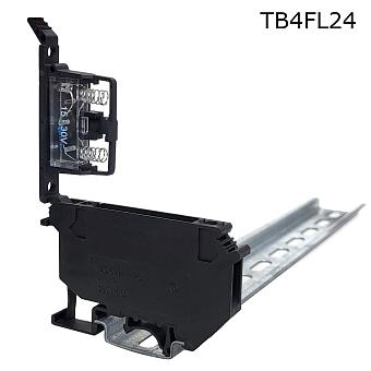 Клемма винтовая с держателем предохранителя рычажного типа и индикатором 24B 4 мм2, черная