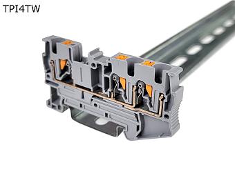 Клемма push-in проходная 3 контакта 4 мм2, серая