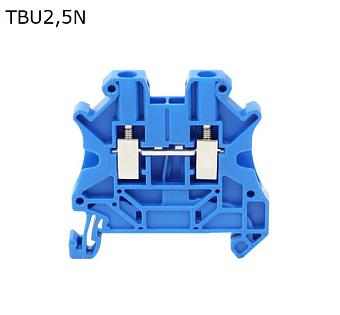 Клемма винтовая с двумя рядами шунтирования проходная 2 контакта 2,5 мм2, синяя