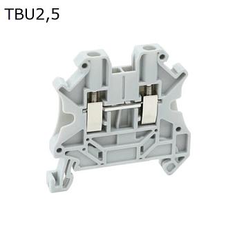 Клемма винтовая с двумя рядами шунтирования проходная 2 контакта 2,5 мм2, серая