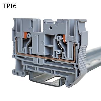 Клемма push-in проходная 2 контакта 6 мм2, серая