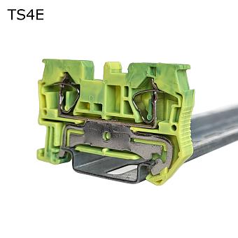 Клемма пружинная проходная 2 контакта 4 мм2, заземляющая