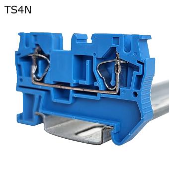 Клемма пружинная проходная 2 контакта 4 мм2, синяя
