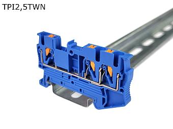 Клемма push-in проходная 3 контакта 2,5 мм2, синяя