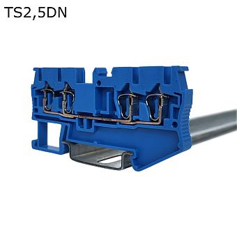 Клемма пружинная проходная 4 контакта 2,5 мм2, синяя