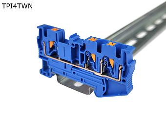 Клемма push-in проходная 3 контакта 4 мм2, синяя