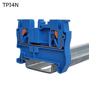 Клемма push-in проходная 2 контакта 4 мм2, синяя