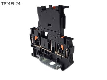 Клемма push-in с держателем предохранителя и индикатором 24В 2 контакта 4 мм2, черная