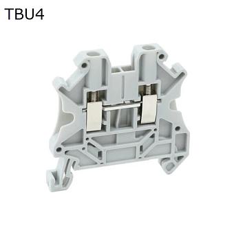 Клемма винтовая с двумя рядами шунтирования проходная 2 контакта 4 мм2, серая