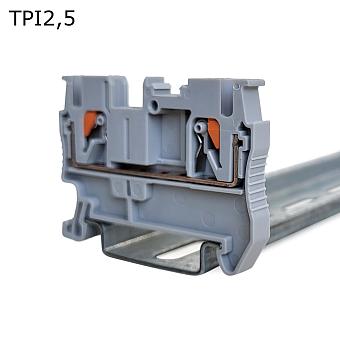 Клемма push-in проходная 2 контакта 2,5 мм2, серая