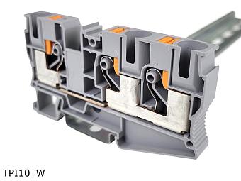 Клемма push-in проходная 3 контакта 10 мм2, серая