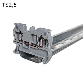 Клемма пружинная проходная 2 контакта 2,5 мм2, серая