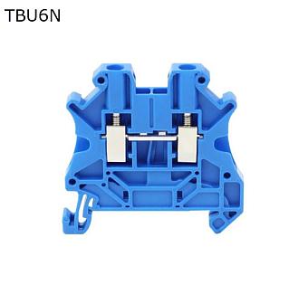 Клемма винтовая с двумя рядами шунтирования проходная 2 контакта 6 мм2, синяя
