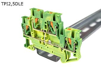 Клемма push-in двухуровневая 4 контакта, 2,5 мм2, заземляющая