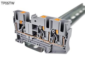 Клемма push-in проходная 3 контакта 6 мм2, серая