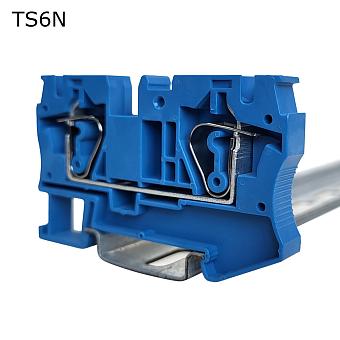 Клемма пружинная проходная 2 контакта 6 мм2, синяя