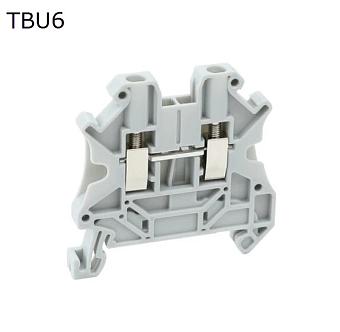 Клемма винтовая с двумя рядами шунтирования проходная 2 контакта 6 мм2, серая