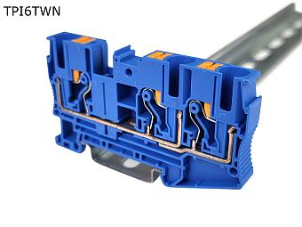 Клемма push-in проходная 3 контакта 6 мм2, синяя
