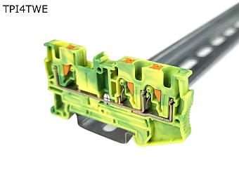 Клемма push-in проходная 3 контакта 4 мм2, заземляющая